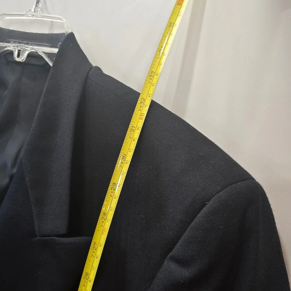 Giannelli Mens Black Double Breasted Tuxedo Suit Wool Blend Size 44L Peak Lapel